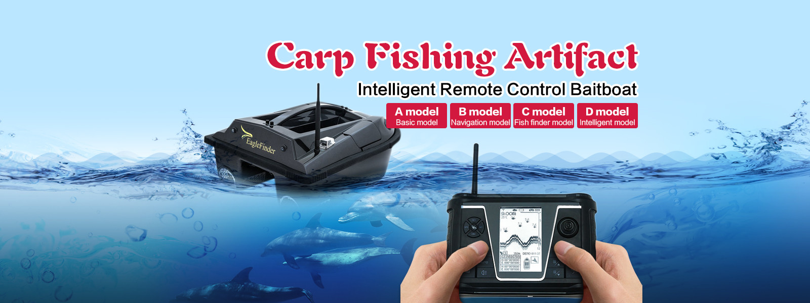 LYX-001C Fish Finder RC Bait Boat on water